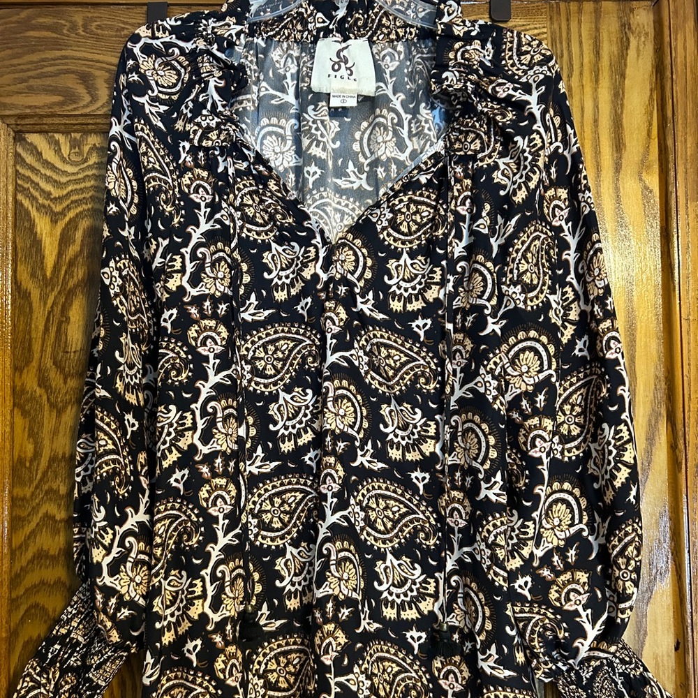 Figue silk print blouse. New, no tags